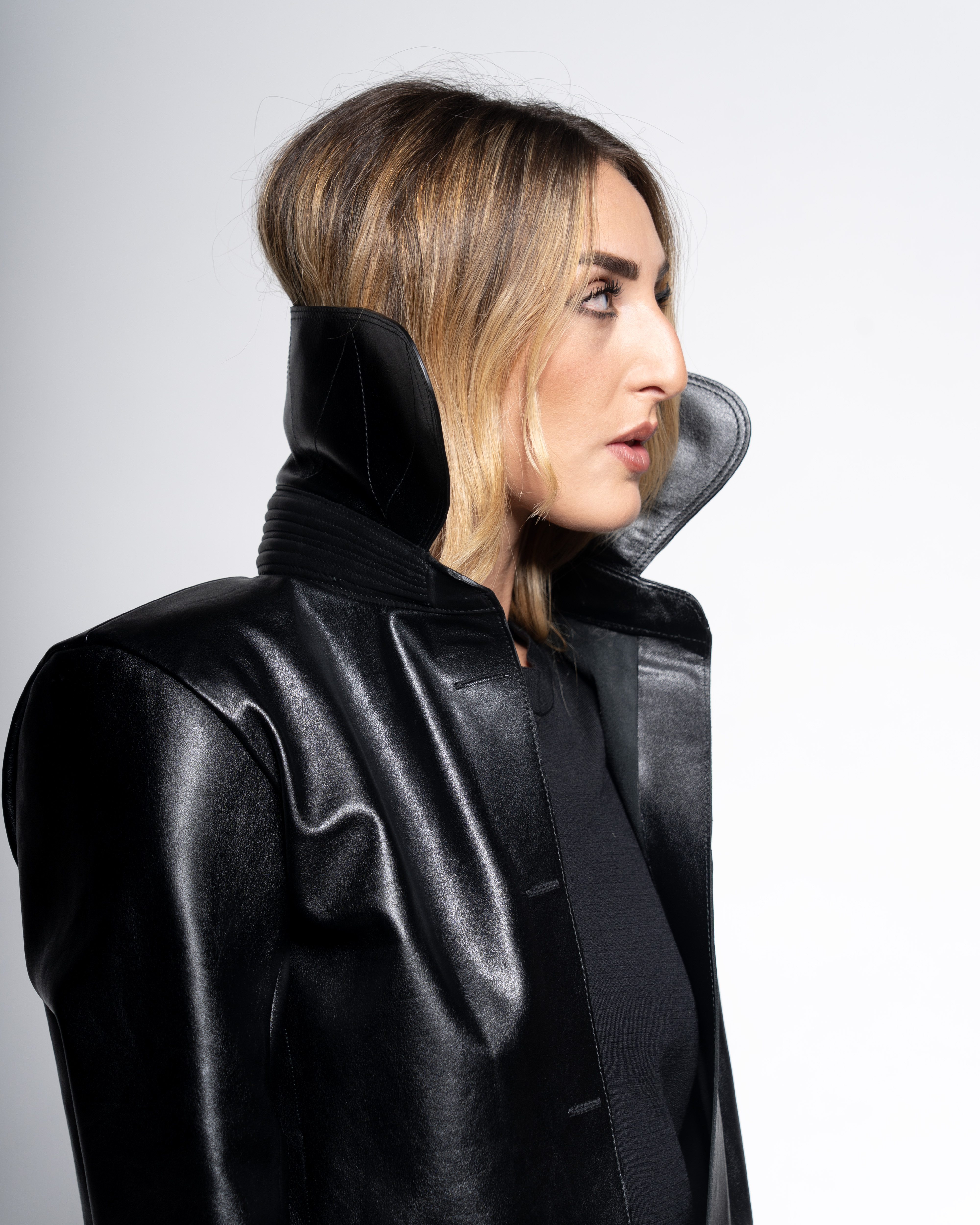 Full grain leather trench