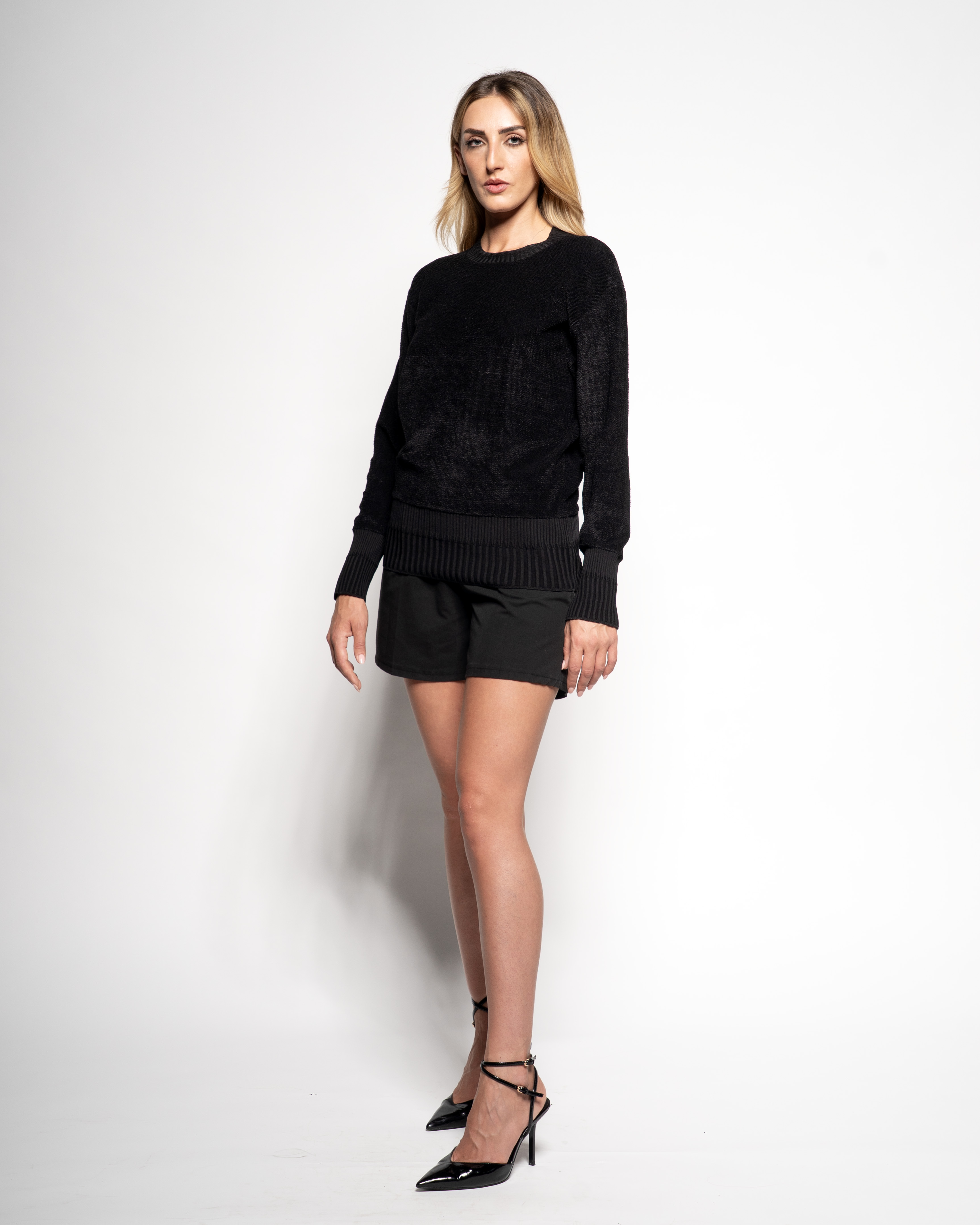 Oversize Fur-knit Crewneck long sleeve 