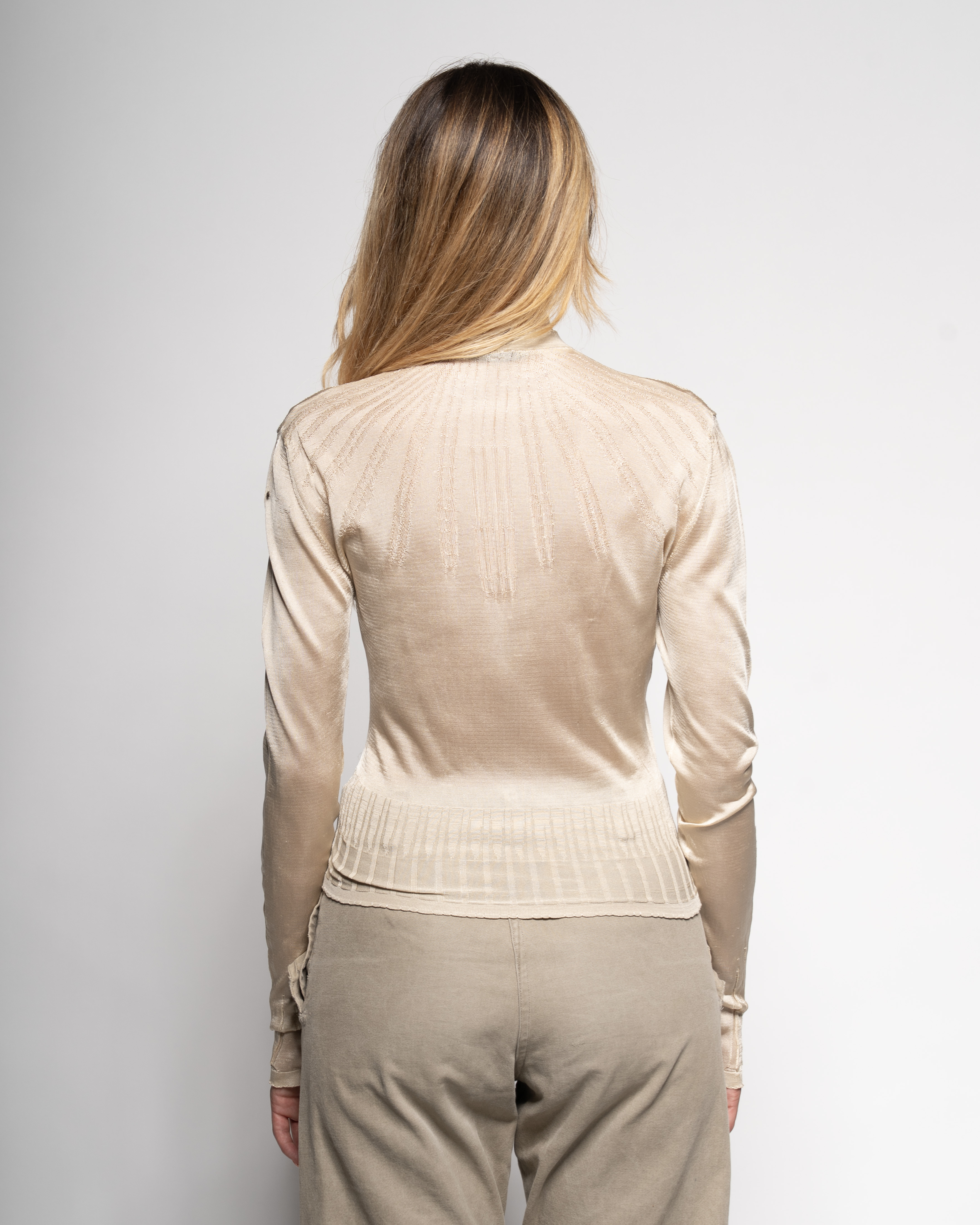 Cropped fine knit long sleeve