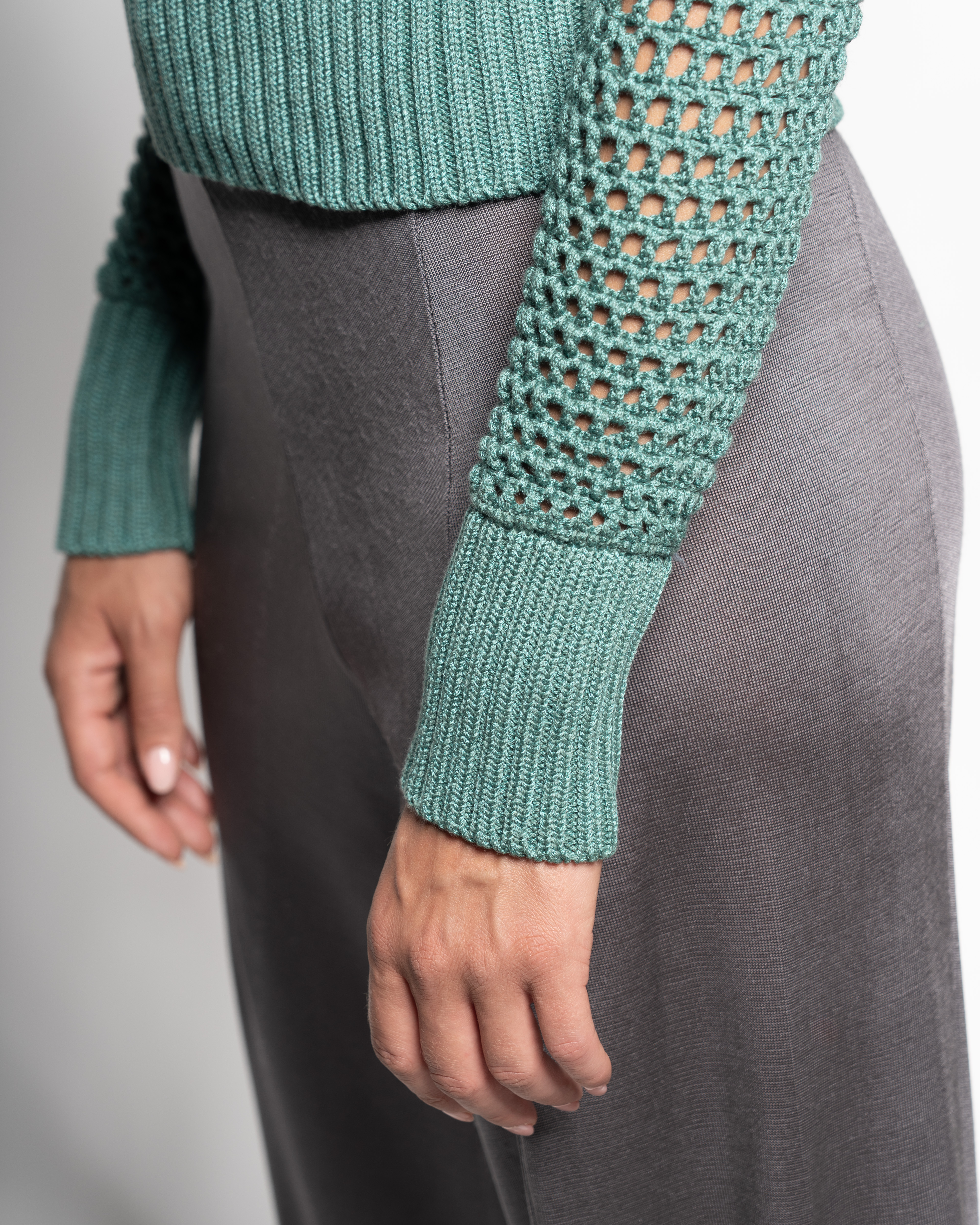 V-neck crochete sweater