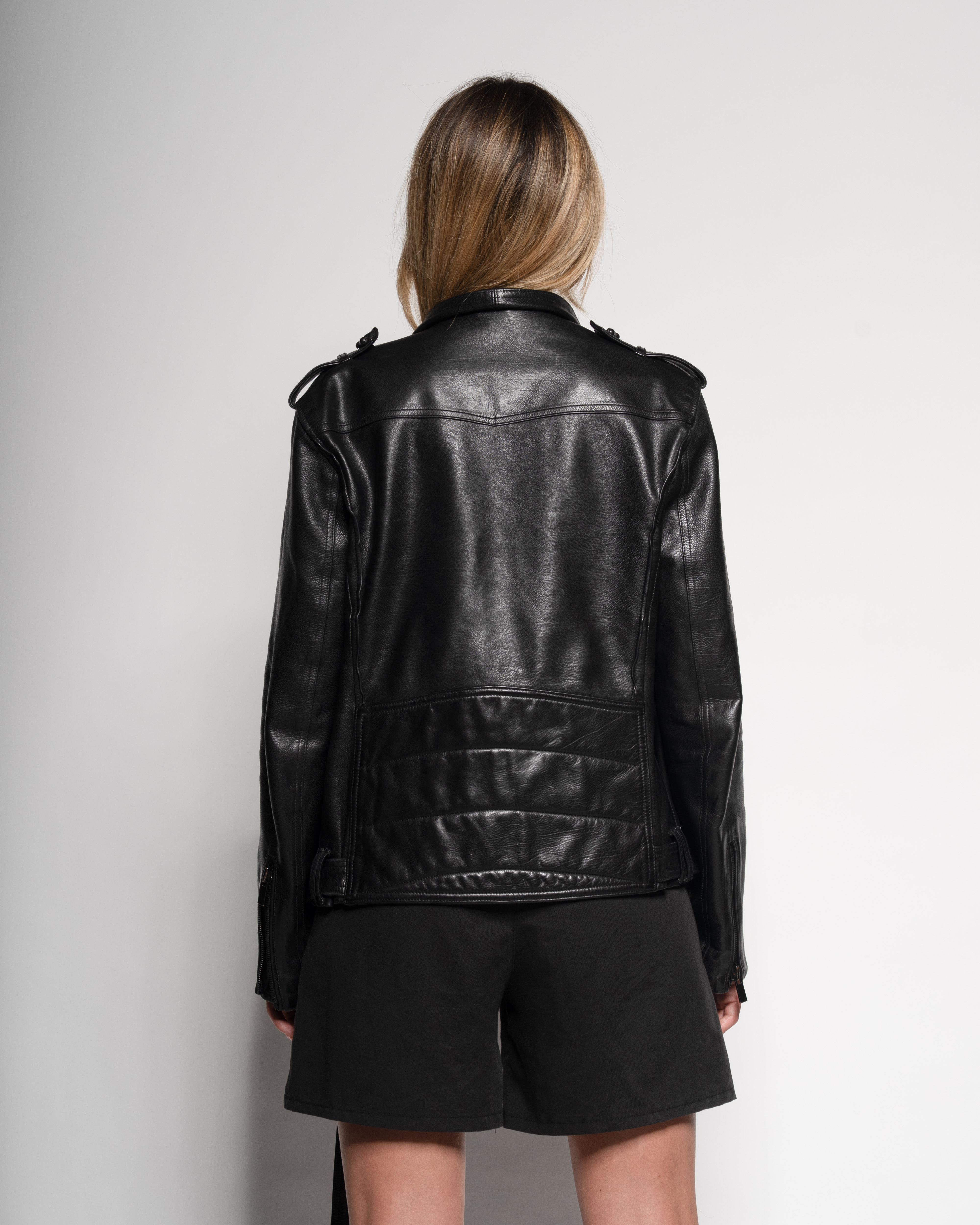 Grain leather unlined biker jacket