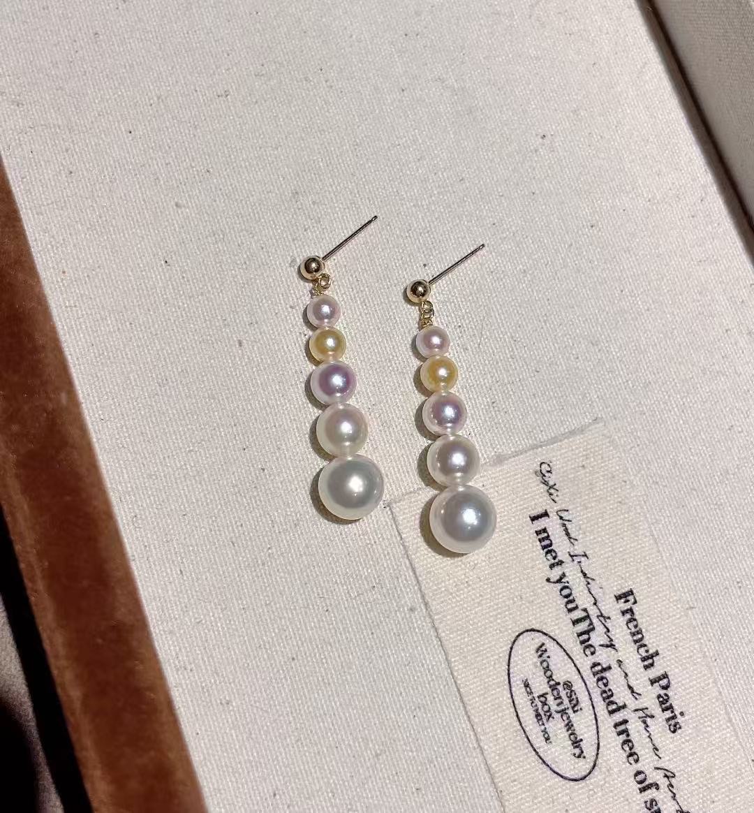 Gradient Colour Pearl Drop Earrings