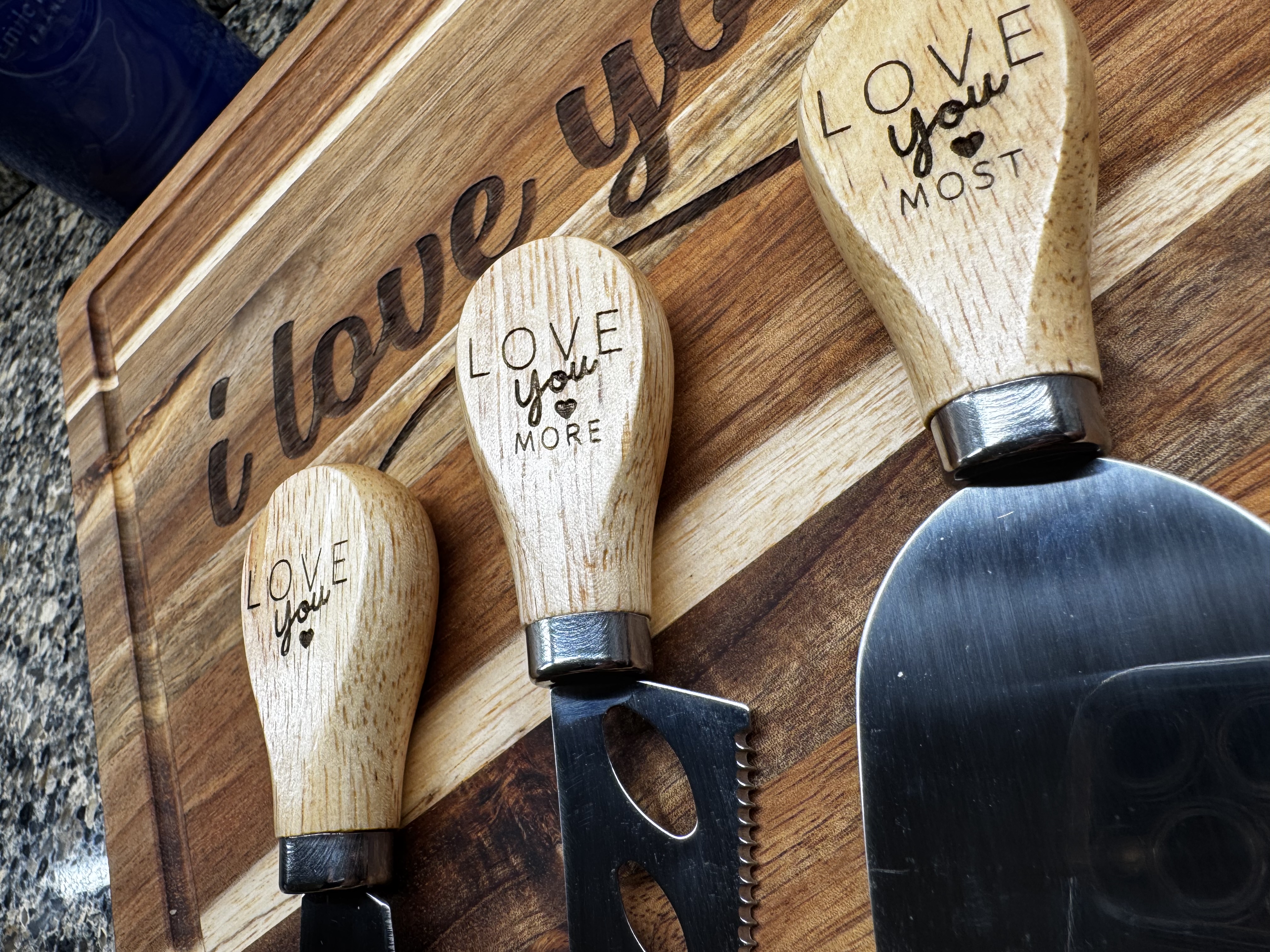 “I Love You Most” Serving Board and Knives