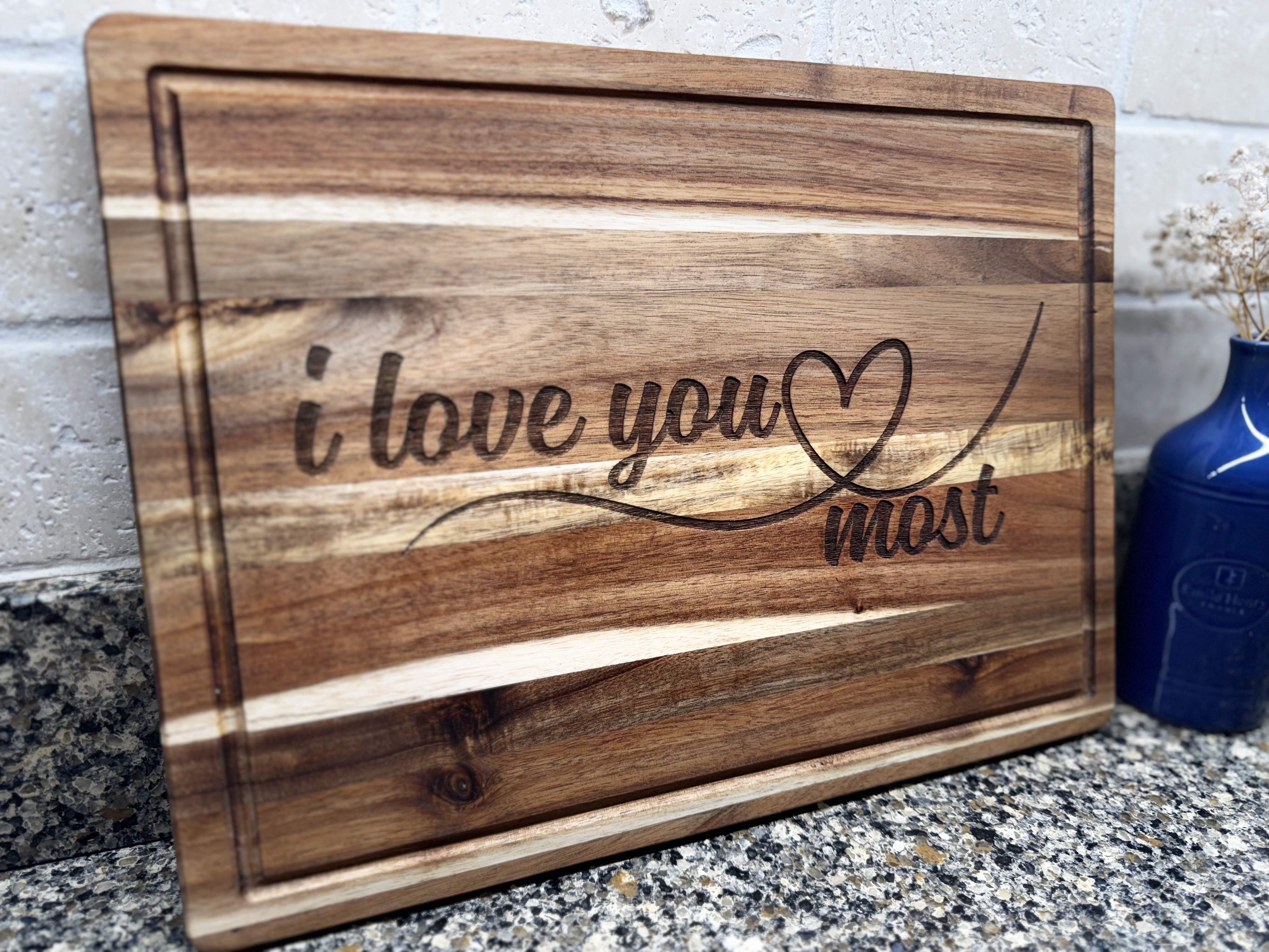 “I Love You Most” Serving Board and Knives