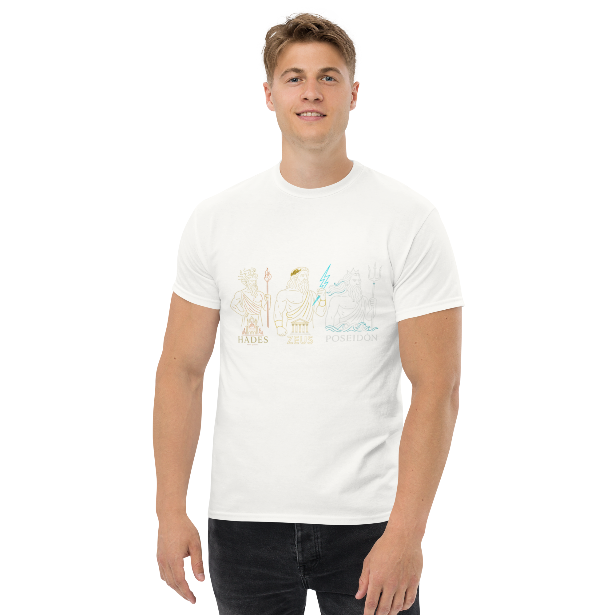 Camiseta Básica Trío Olímpico – Zeus, Poseidón y Hades