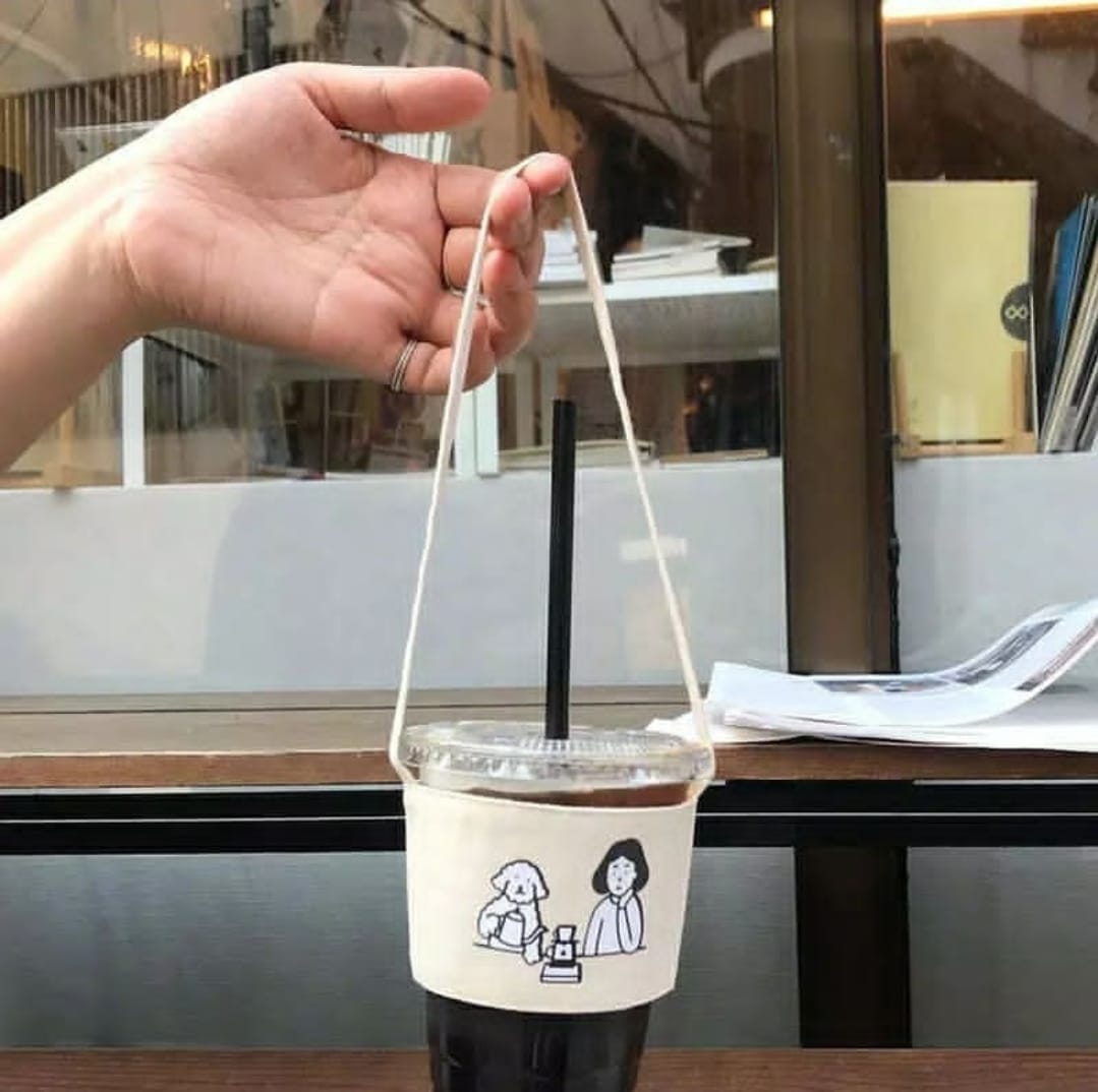 حقيبة كانفس لكاسات القهوة