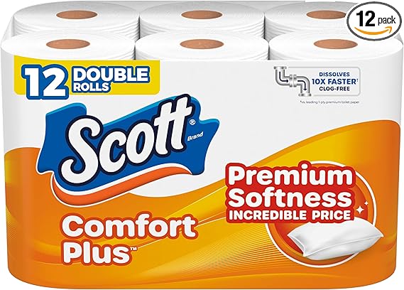 Scott ComfortPlus Toilet Paper, 12 Double Rolls