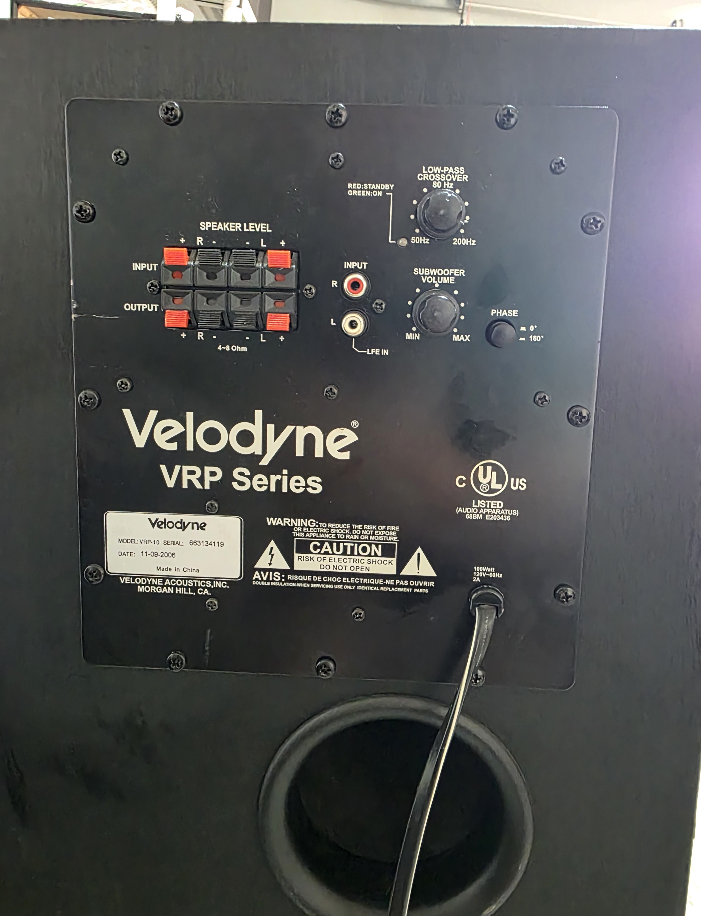 Velodyne VRP-10 Powered Subwoofer