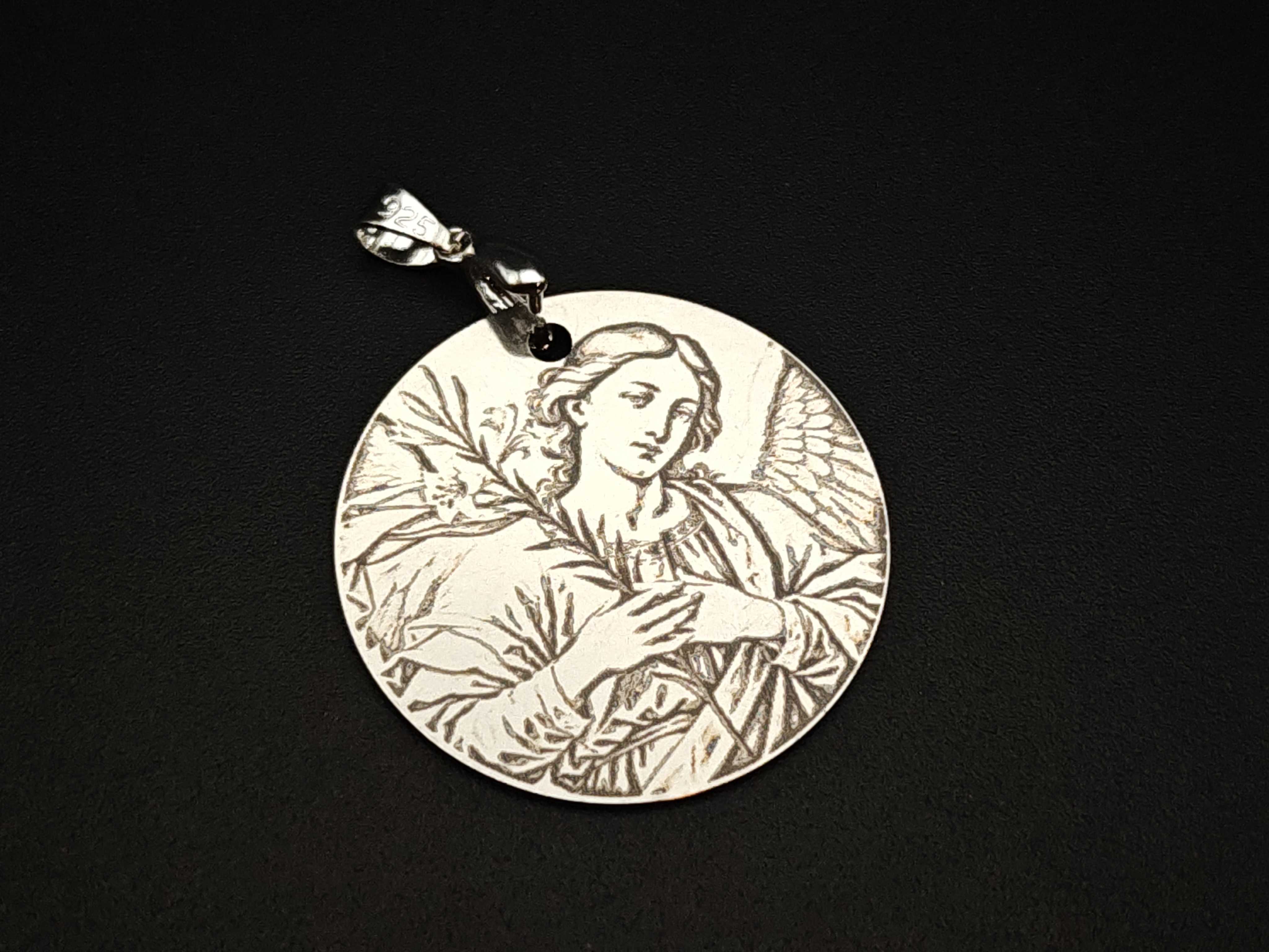 Engraved Angel Gabriel Pendant