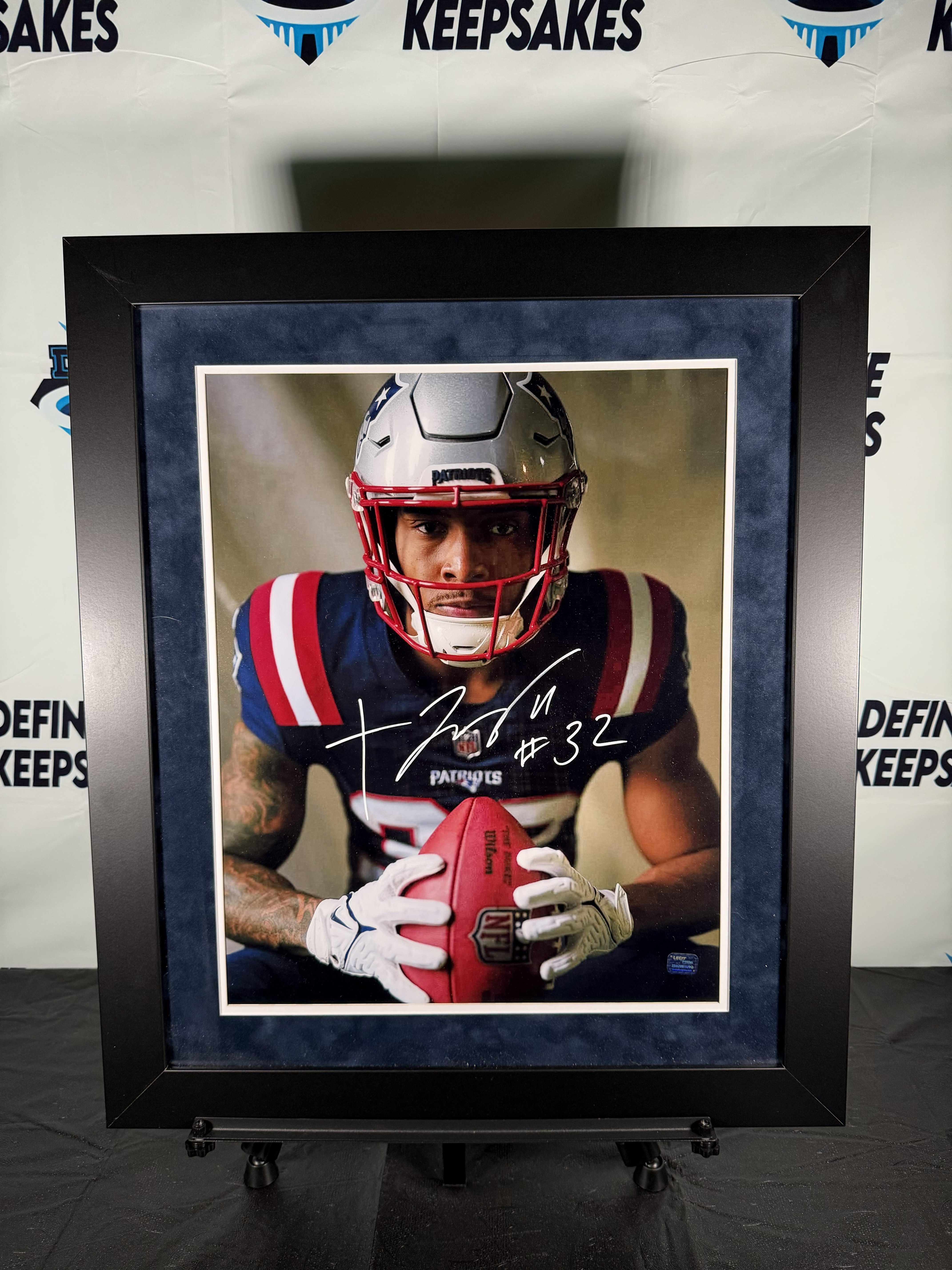 TraVeyon Henderson Signed New England Patriots Framed Photo