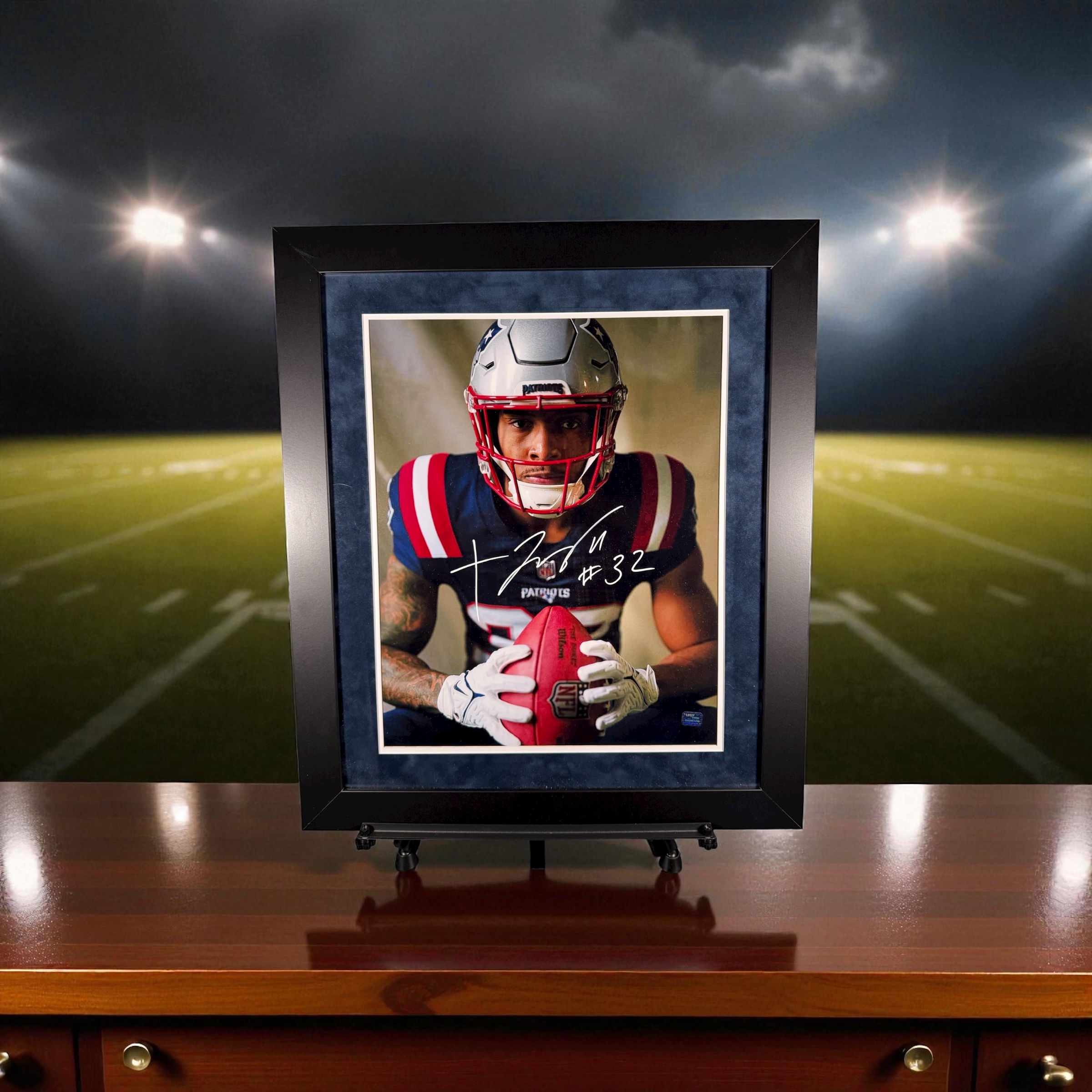 TraVeyon Henderson Signed New England Patriots Framed Photo