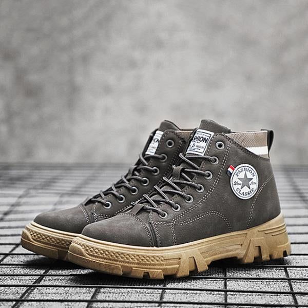 MEN'S STYLISH HIGH TOP THICK SOLE WORK STYLE SHOES