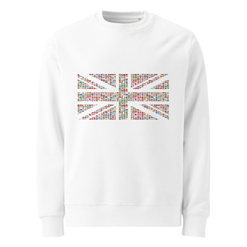 White Sweatshirt with Union Jack Flag Print