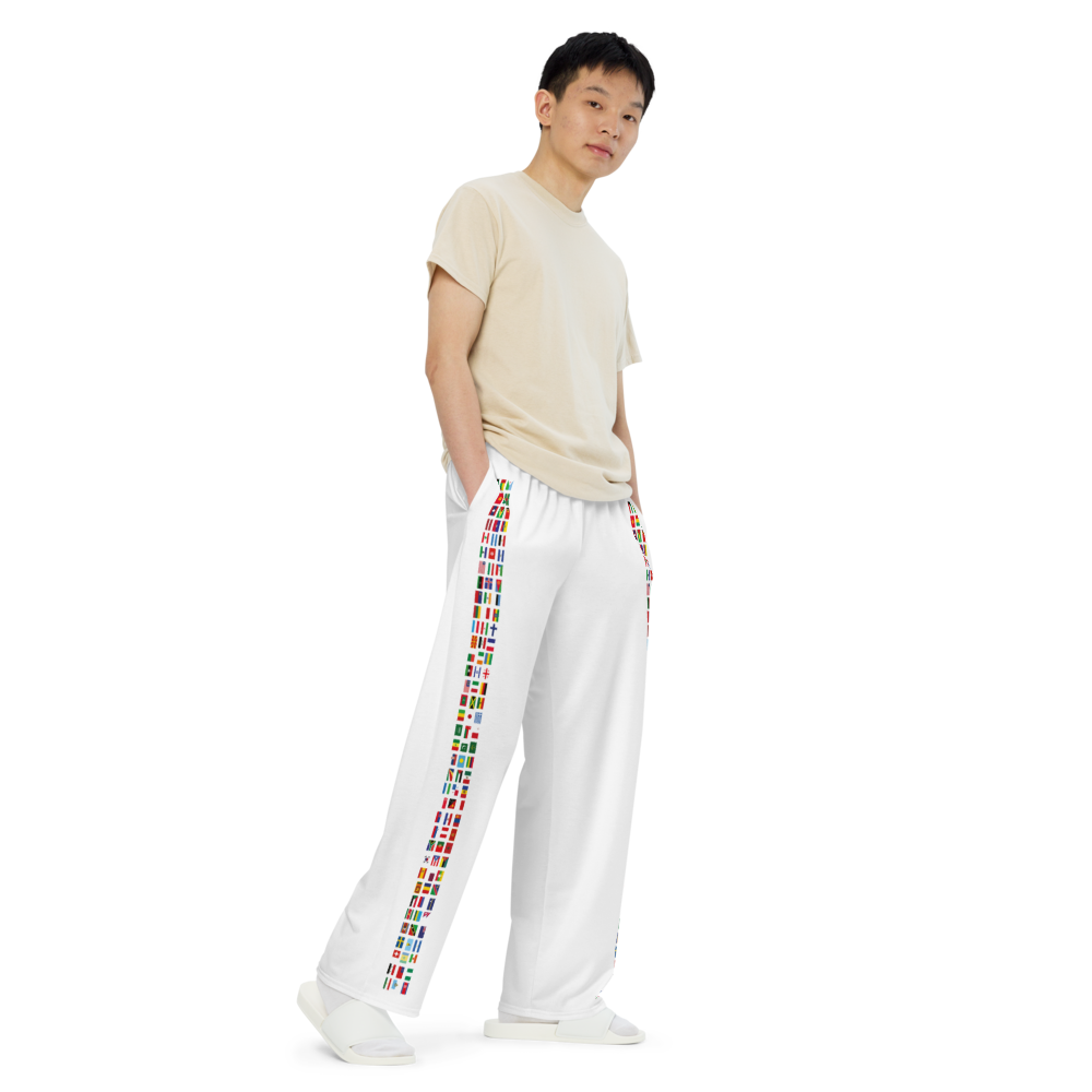 White Joggers with Flag Stripe