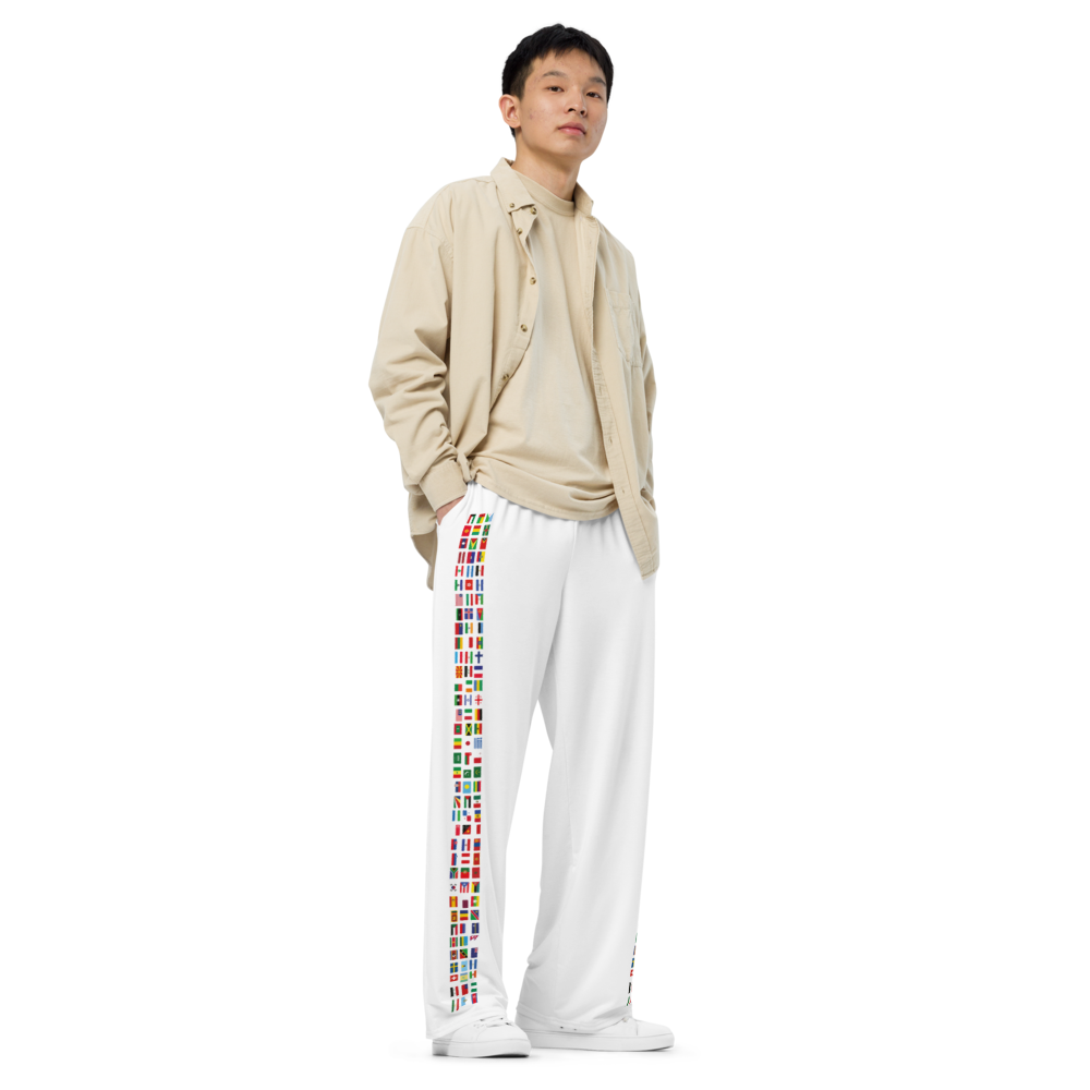 White Joggers with Flag Stripe