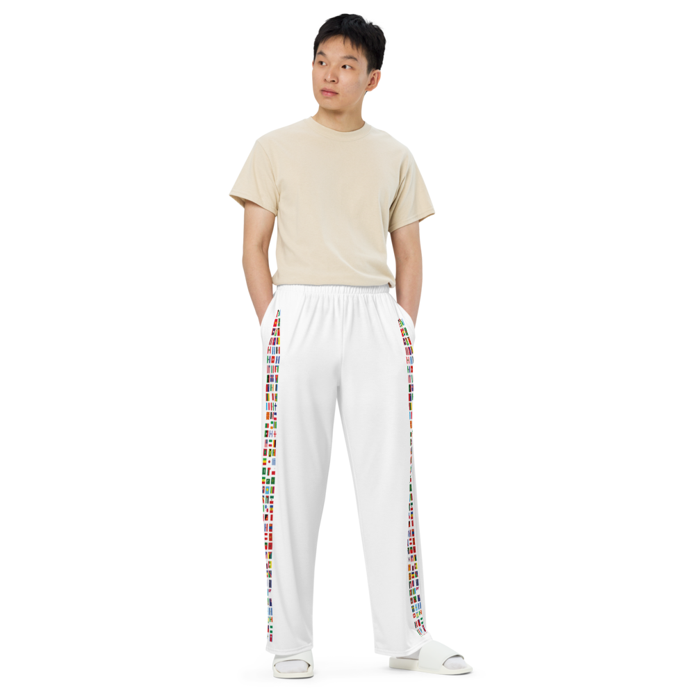White Joggers with Flag Stripe