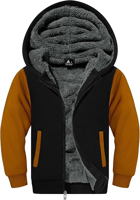 ZITY Boys Zip Up Hoodie Fleece Jacket Kids Sherpa Lined Sweatshirts Outerwear
