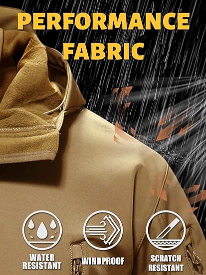 TACVASEN Men's Special Ops Military Tactical Soft Shell Winter Warm