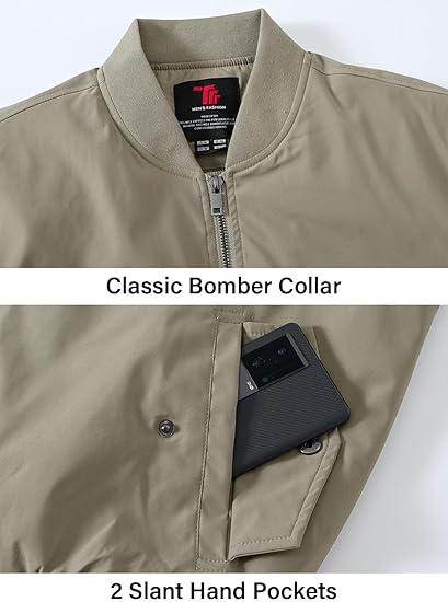 BGOWATU Men's Jacket Windproof Quilted Bomber Jackets Casual Fall Winter Warm Padded Coats Outwear