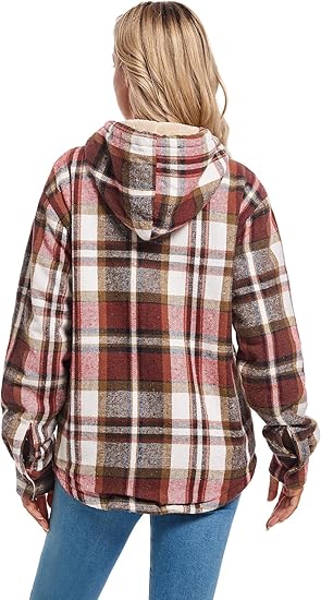Women's Full Zip Fleece Flannel Jacket Plaid Sherpa Lined Jacket for Women