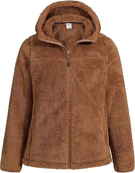Pioneer Camp Women's Fuzzy Fleece Jacket Full Zip Up Lightweight Warm Soft Fleece Coat