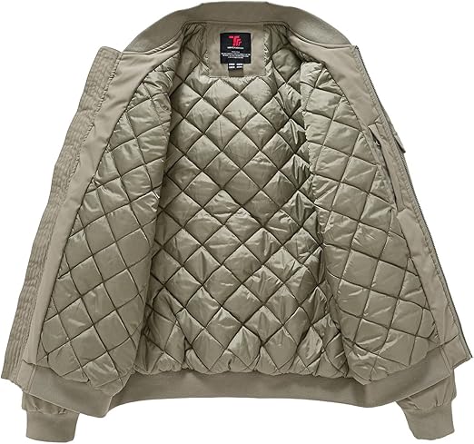 BGOWATU Men's Jacket Windproof Quilted Bomber Jackets Casual Fall Winter Warm Padded Coats Outwear