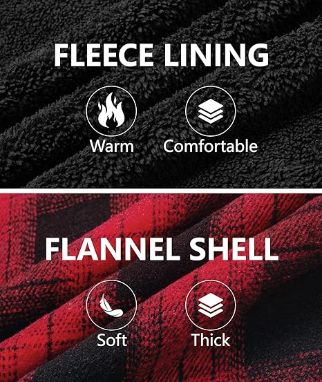 Men's Red Plaid Fleece Hooded Jacket
