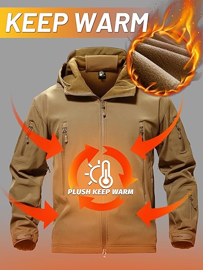 TACVASEN Men's Special Ops Military Tactical Soft Shell Winter Warm