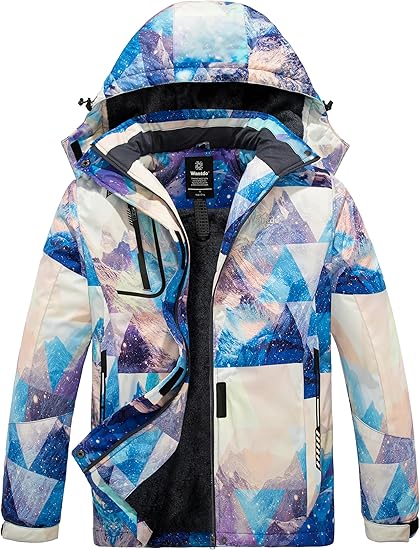 wantdo Women's Mountain Waterproof Ski Jacket Windproof Rain Jacket Winter Warm Hooded Coat