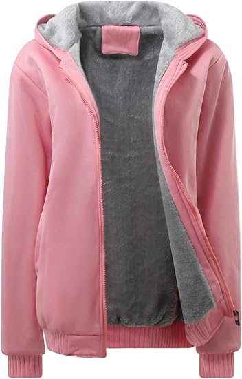 JiangWu Womens Fashion Fleece Sherpa Lined Hooded Coat Winter Thicken Warm Jacket
