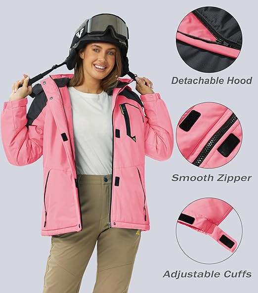 MAGCOMSEN Women's Ski Jacket Waterproof Insulated Snow Jacket