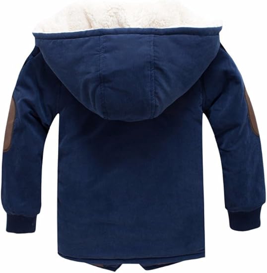 Mallimoda Boy's Thick Cotton-Padded Parka Jacket Hooded Fleece Coat