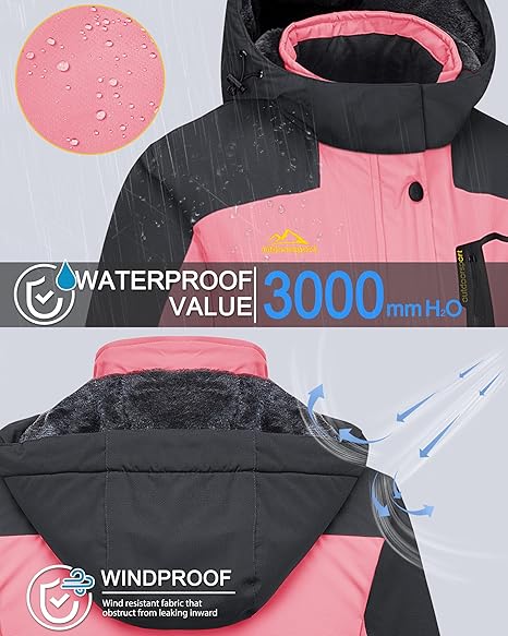MAGCOMSEN Women's Ski Jacket Waterproof Insulated Snow Jacket
