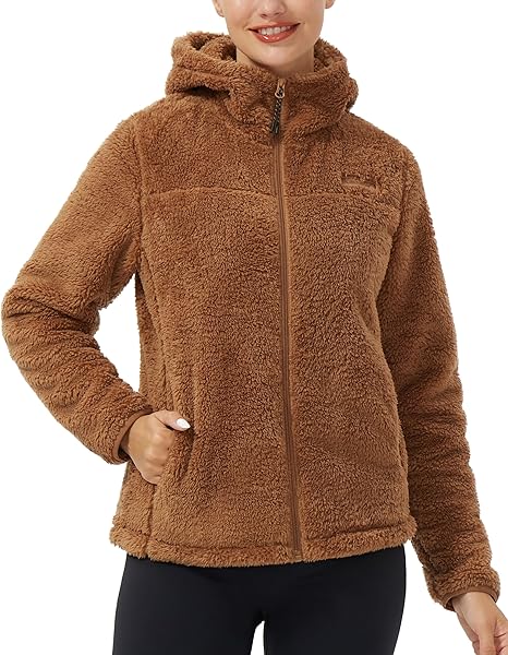 Pioneer Camp Women's Fuzzy Fleece Jacket Full Zip Up Lightweight Warm Soft Fleece Coat