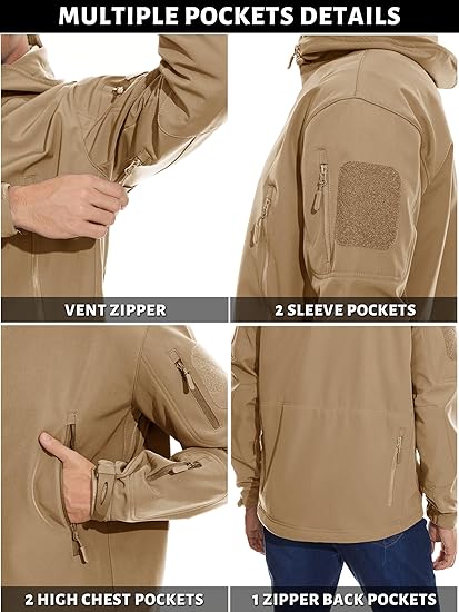 TACVASEN Men's Special Ops Military Tactical Soft Shell Winter Warm