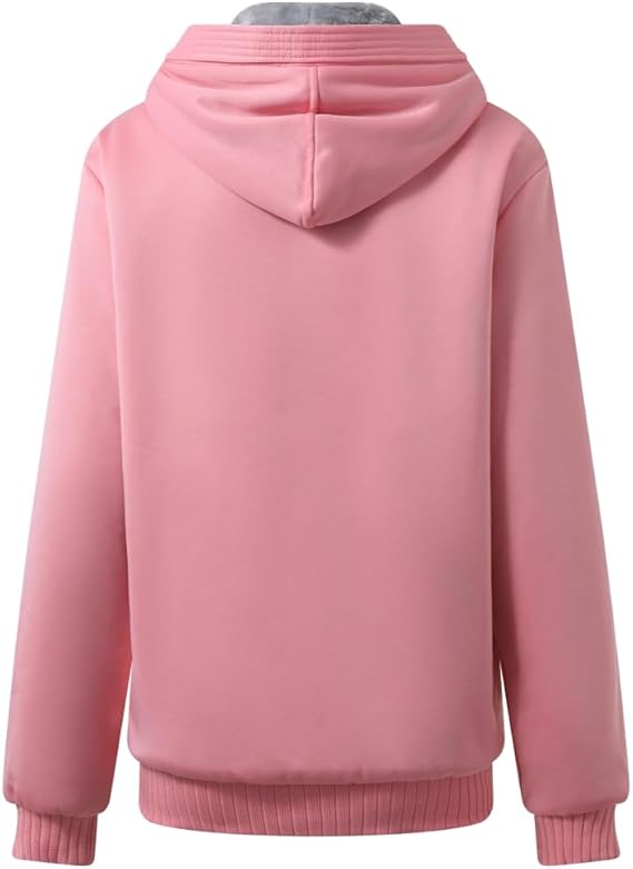 JiangWu Womens Fashion Fleece Sherpa Lined Hooded Coat Winter Thicken Warm Jacket