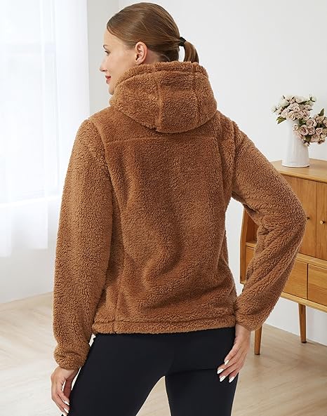 Pioneer Camp Women's Fuzzy Fleece Jacket Full Zip Up Lightweight Warm Soft Fleece Coat