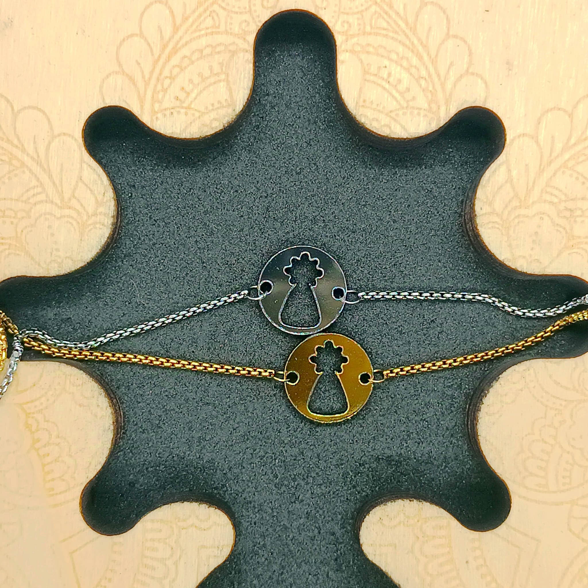 Pulseras con medalla efecto espejo