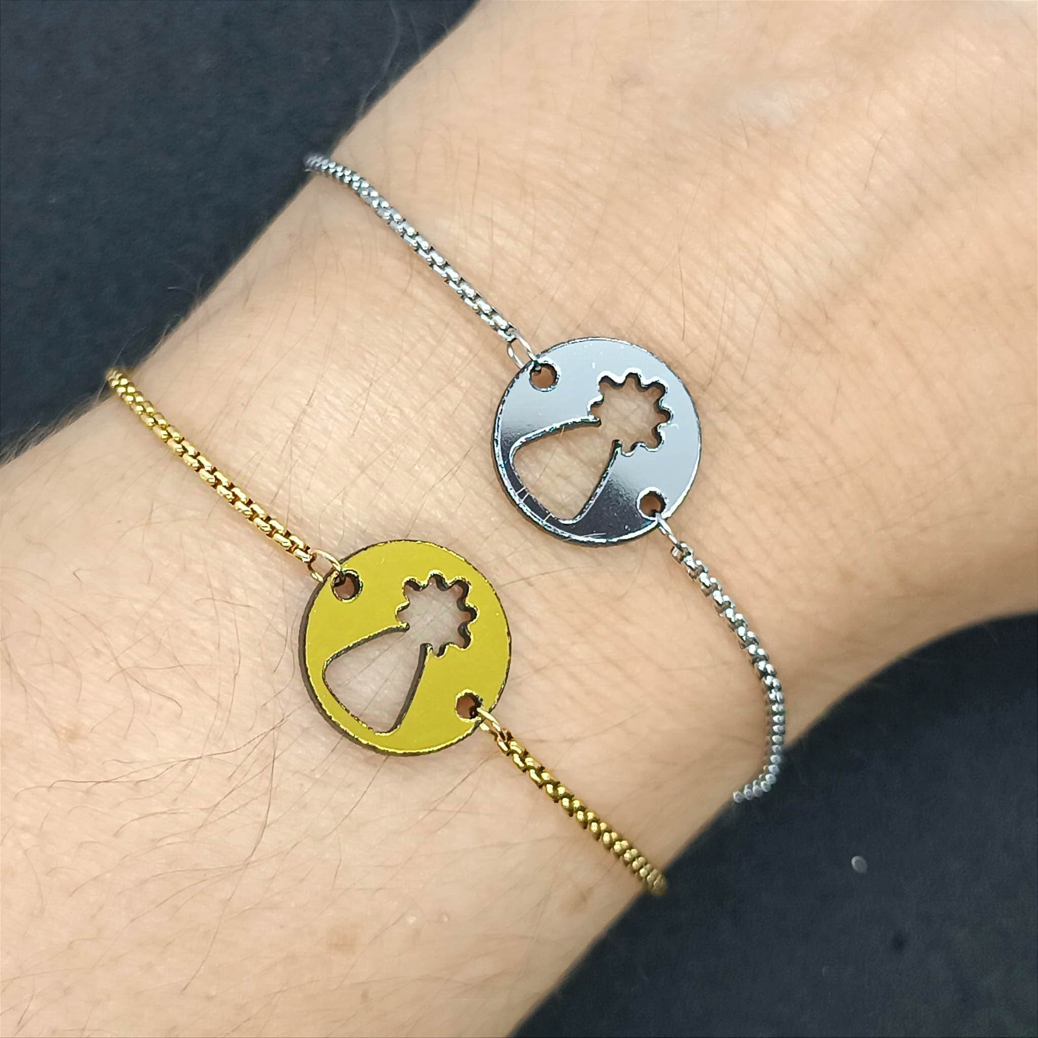Pulseras con medalla efecto espejo