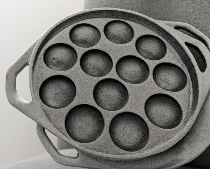 Seasoned Cast Iron Paniyaram Pan with Flat Base