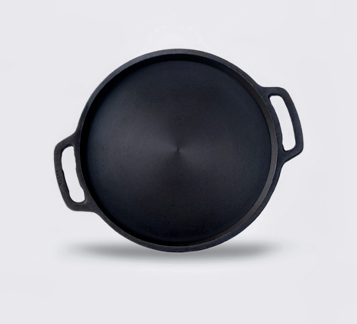 Seasoned Cast Iron Flat Dosa Tawa with Double Handle