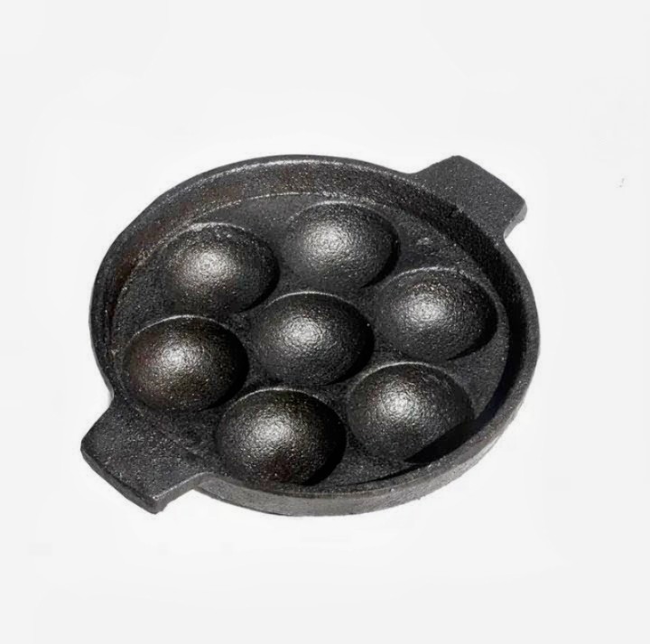 Seasoned Cast Iron Paniyaram Pan with Flat Base