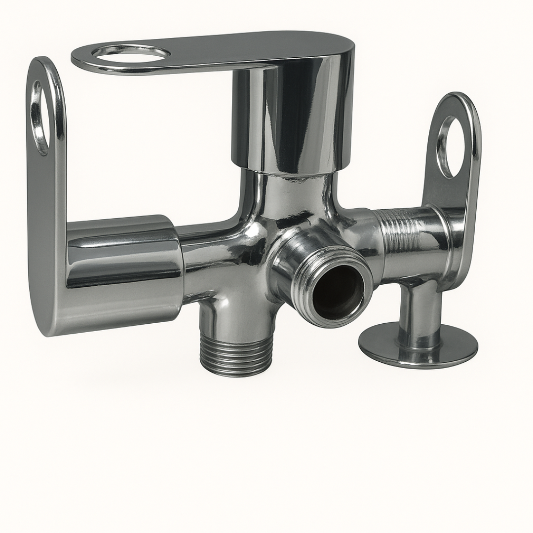 Cosco Range Angle Cock 2 in 1 – Set of 2 | Premium Brass Dual-Outlet Valves