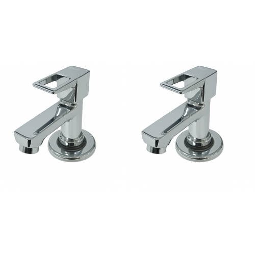 Cubix Range Pillar Cock – Set of 2 | Premium Brass Basin Taps