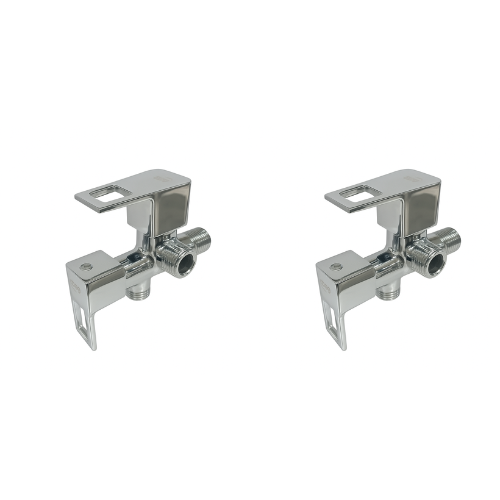Cubix Range Angle Cock 2 in 1 – Set of 2 | Premium Brass Dual-Outlet Valves