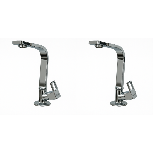 Cubix Range Swan Neck – Set of 2 | Premium Brass Basin & Sink Faucets