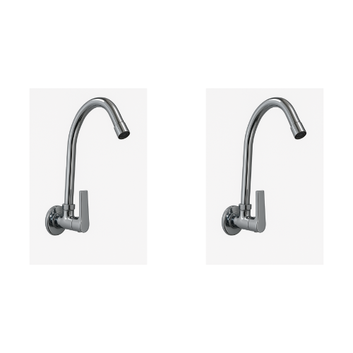 Arya Range Sink Cock – Set of 2 | Premium Brass Wall Mounted Kitchen Faucets