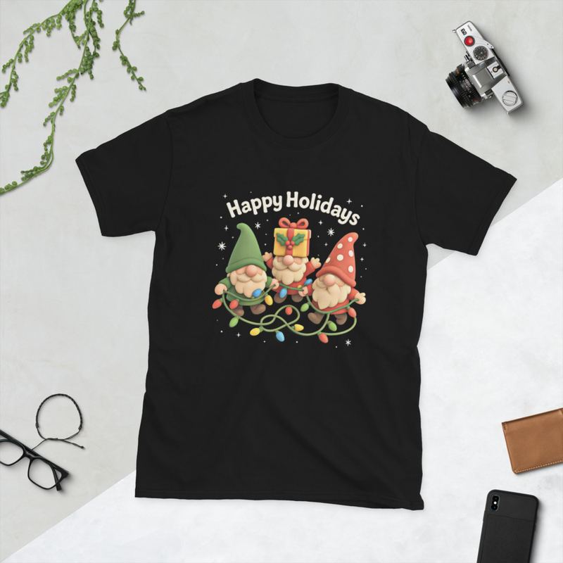 Happy Holidays Gnomies Short-Sleeve Unisex T-Shirt