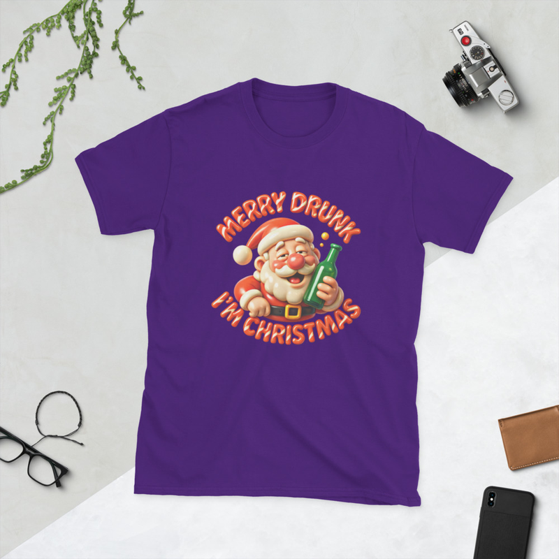 Merry Drunk I'm  Christmas Santa Claus Short-Sleeve Unisex T-Shirt