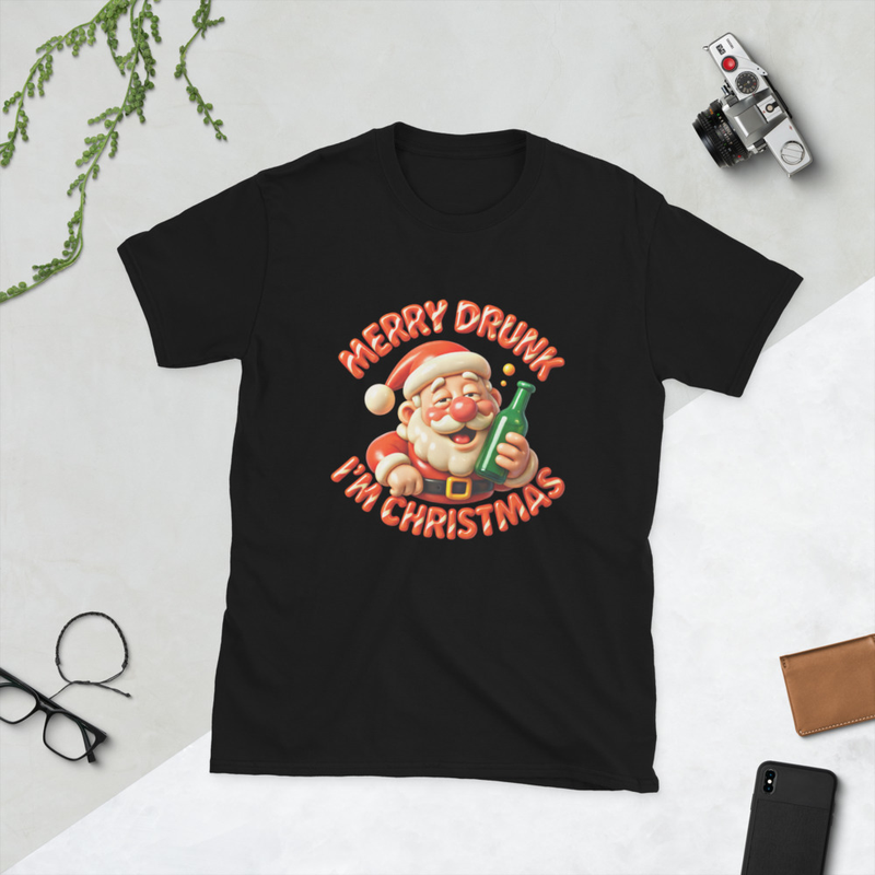 Merry Drunk I'm  Christmas Santa Claus Short-Sleeve Unisex T-Shirt